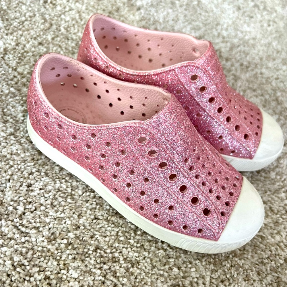 Pink glitter native shoes. Gently worn. Size 11. Purchased at Nordstrom